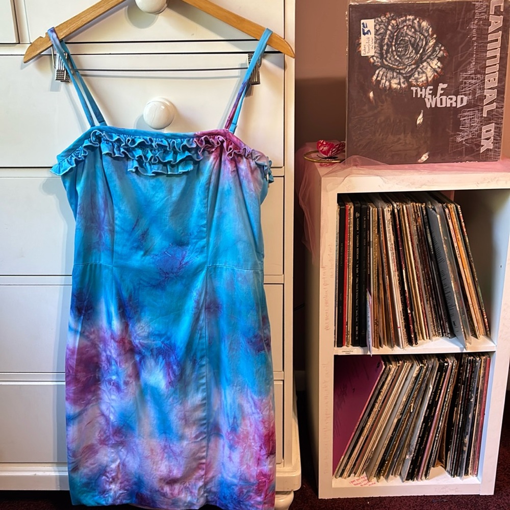 Vintage Betsey Johnson Bow Dress Cupcake Y2k 8 6 Medium Tie Dye Colorful Pride M - Picture 3 of 17